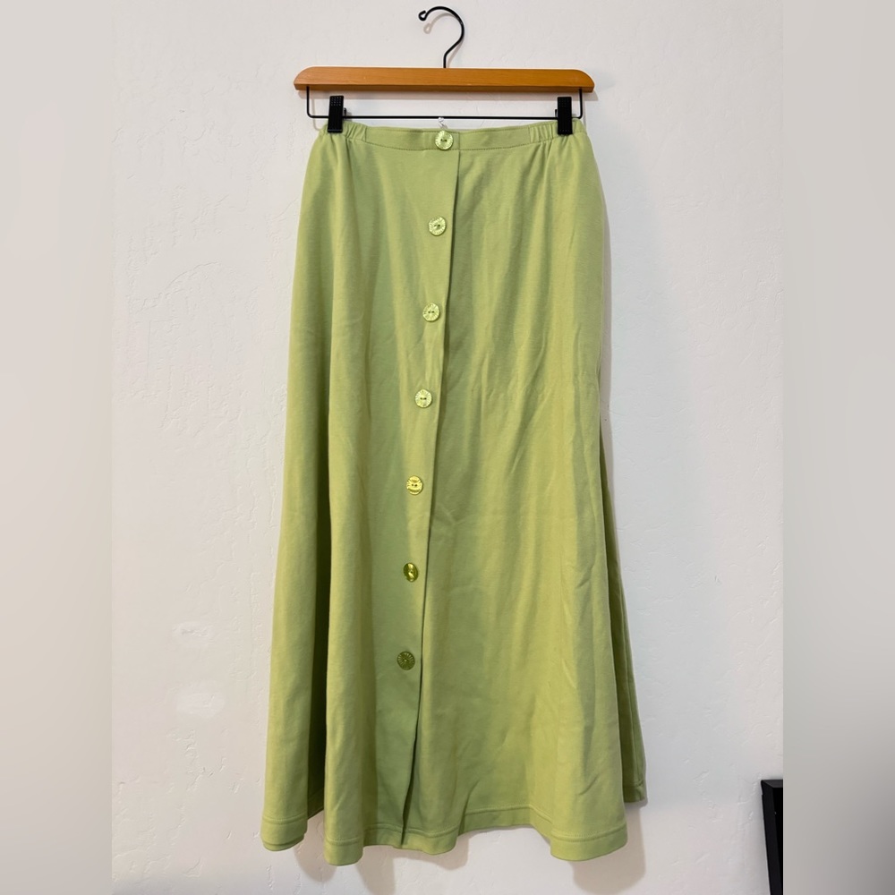 Draper’s and Damon’s Matcha Green Hoop Button Down Full Skirt